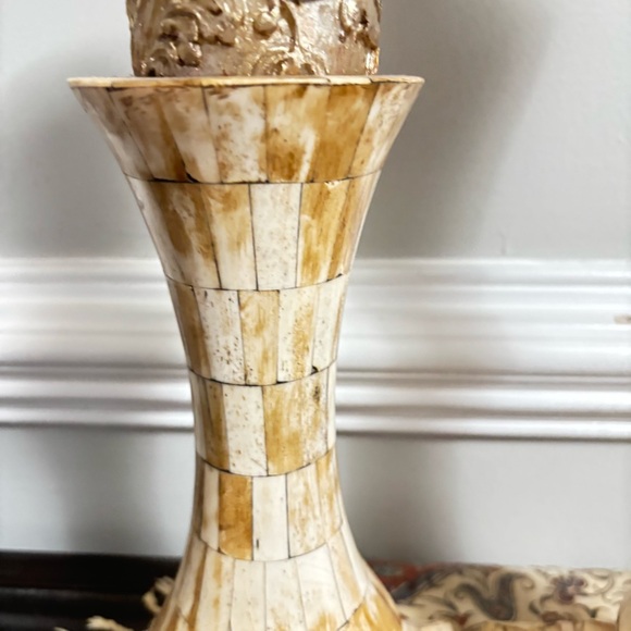 Vintage Bone inlay Candle Holders Set of 3 Gorgeous Excellent condition - Picture 5 of 9